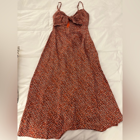 Petal & Pup Dresses & Skirts - Petal & Pup Rust Polka Dot Midi Dress with Adjustable Straps